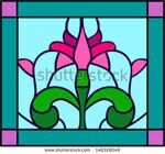 stock-vector-flowers-in-the-floristic-ornament-ribbon-and-waves-stained-glass-windows-148328048